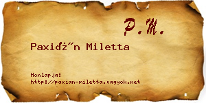 Paxián Miletta névjegykártya